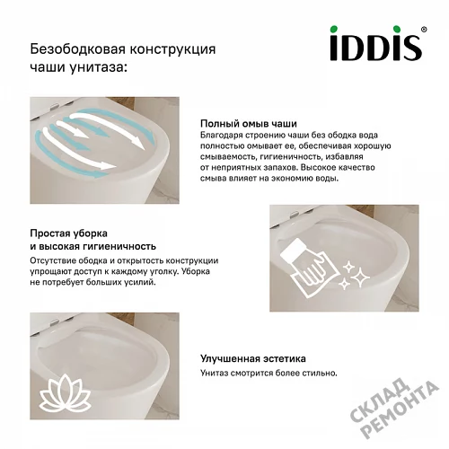 Фото Унитаз подвесной Iddis Калипсо CALRDSEi25 безободковый купить в Казане: цена, описание, фото. Интернет-магазин 7