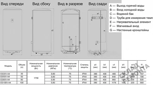 Фото Водонагреватель накопительный Haier ES30V-A4, 30 л – купить в Казане: цена, описание, фото. Интернет-магазин 5