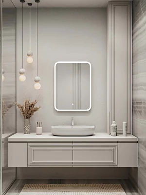 Зеркало подвесное Континент Glamour LED 50*70 (ЗЛП243) с подсветкой, белый