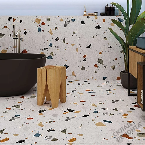 Фото Керамогранит матовый Steppe Ceramics Chips White белый 600*600*9 – купить в Казане: цена, описание, фото. Интернет-магазин 2