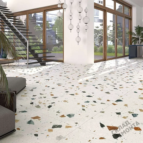 Фото Керамогранит матовый Steppe Ceramics Chips White белый 600*600*9 – купить в Казане: цена, описание, фото. Интернет-магазин 3